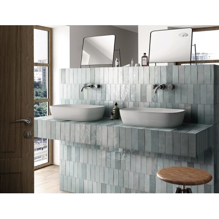 Equipe Artisan Aqua 6.5x20cm Rectangular Gloss Ceramic Wall Tile