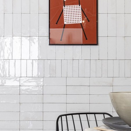 Gleeze White 7.5x20cm Rectangular Gloss Porcelain Wall & Floor Tile
