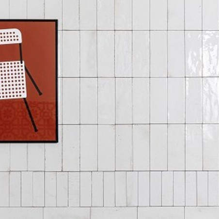 Gleeze White 7.5x20cm Rectangular Gloss Porcelain Wall & Floor Tile