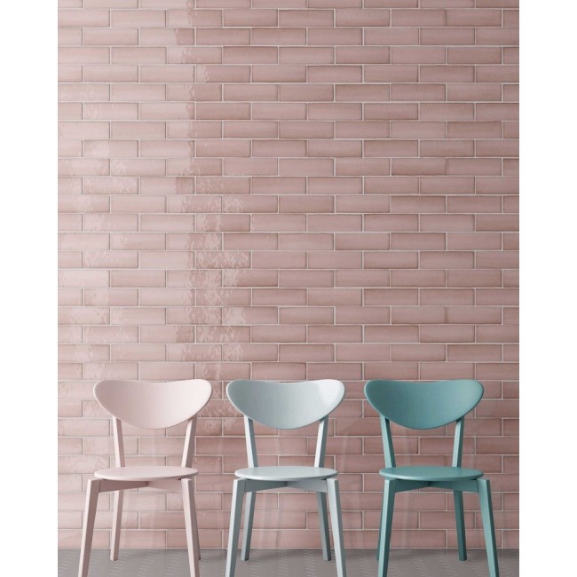 Babele Rose Pink 6.5x20cm Rectangular Gloss Porcelain Wall & Floor Tile