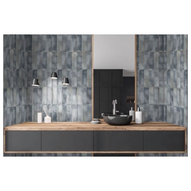 Hackney Grey 6.9x24cm Rectangular Gloss Ceramic Wall Tile