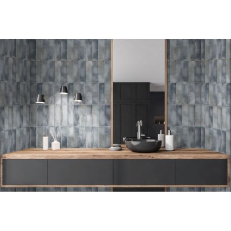 Hackney Grey 6.9x24cm Rectangular Gloss Ceramic Wall Tile