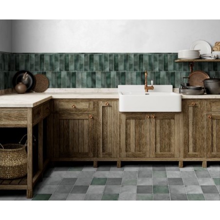 Hackney Jade Green 6.9x24cm Rectangular Gloss Ceramic Wall Tile