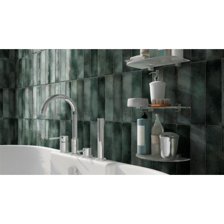 Hackney Jade Green 6.9x24cm Rectangular Gloss Ceramic Wall Tile