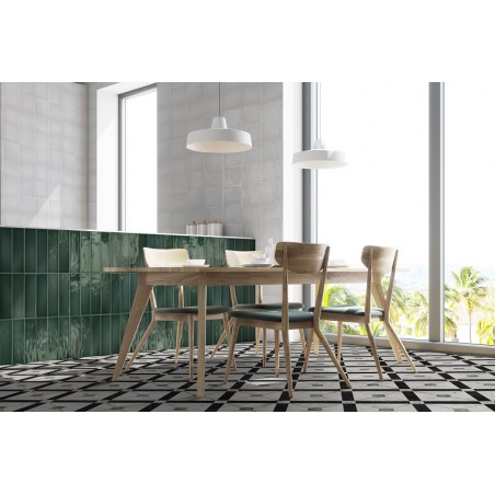 Borriana Green 12.5x12.5cm Square Gloss Ceramic Wall Tile
