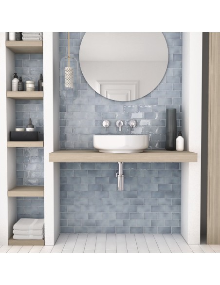 Manacor Blue Moon 7.5x15cm Gloss Ceramic Wall Tile