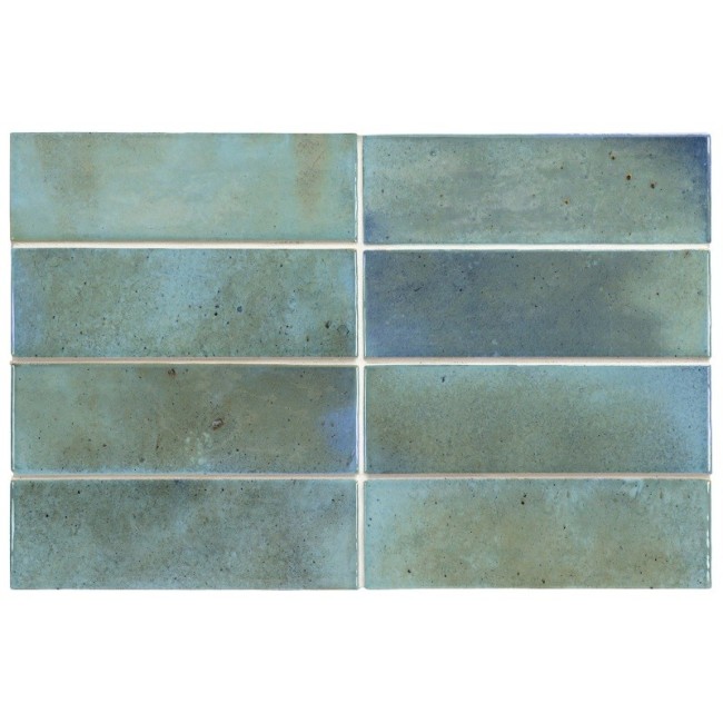 Hanoi Sky Blue Rectangular Gloss Ceramic Wall Tile 5.1x16.1