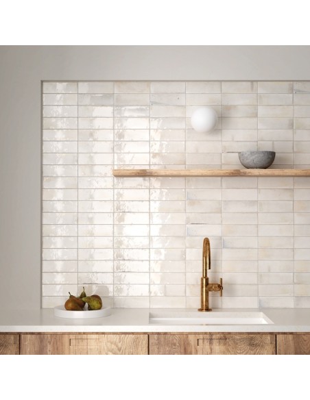 Hanoi White Rectangular Gloss Ceramic Wall Tile 5.1x16.1