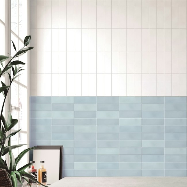 Chalk Sky Blue 6.5x20cm Rectangular Matt Ceramic Wall Tile