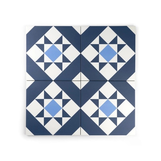 Design Blue 22 Square Matt Anti Slip Patterned Wall & Floor Tile