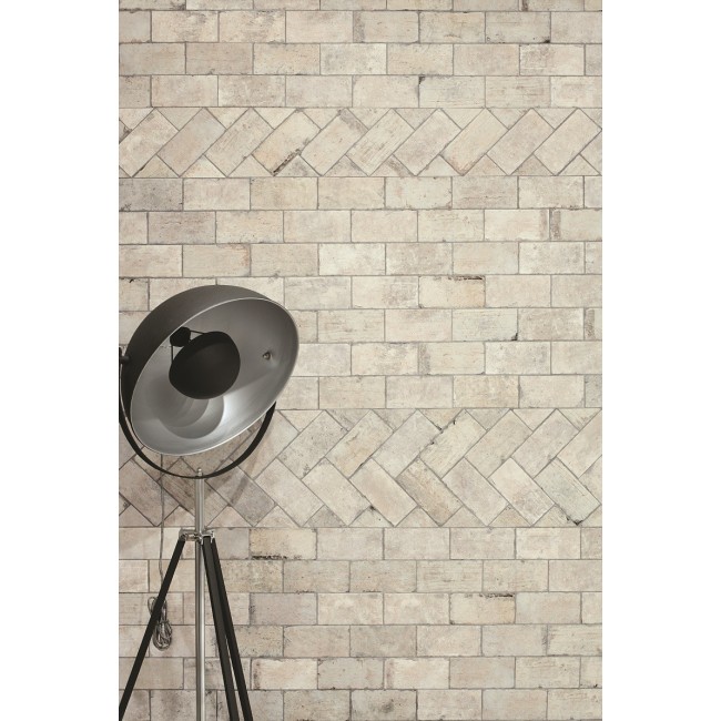 New York Greenwich Village Light Grey Brick Effect 10x20cm Rectangular Matt Porcelain Wall & Floor Tile