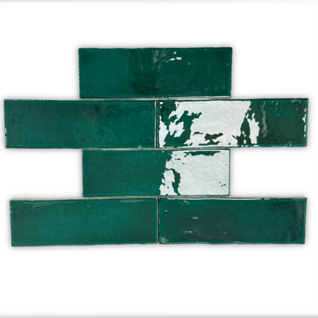 Vermont Green Malaquite 7.5x23cm Rectangular Gloss Ceramic Wall Tile