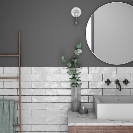 Aston Carter White 7.5x30 Rectangular Gloss Ceramic Wall Tile