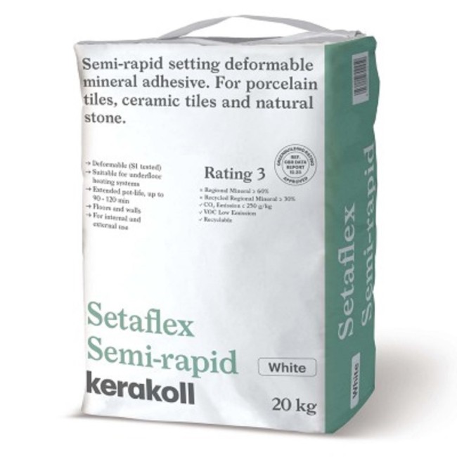 Kerakoll Setaflex Semi-Rapid White S1 Adhesive 20Kg