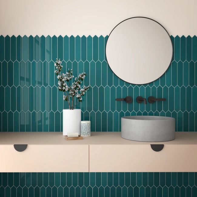 Equipe Arrow Teal 5x25 Gloss Ceramic Wall Tile