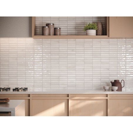 Alba White 15x30cm Gloss Rectangular Ceramic 'Kit Kat' Wall Tile