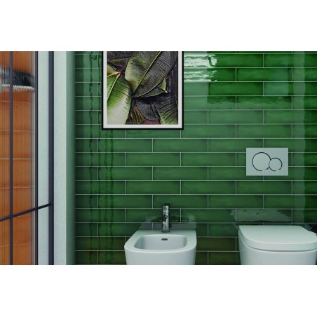 Borriana Green 7.5x30 Rectangular Gloss Ceramic Wall Tile