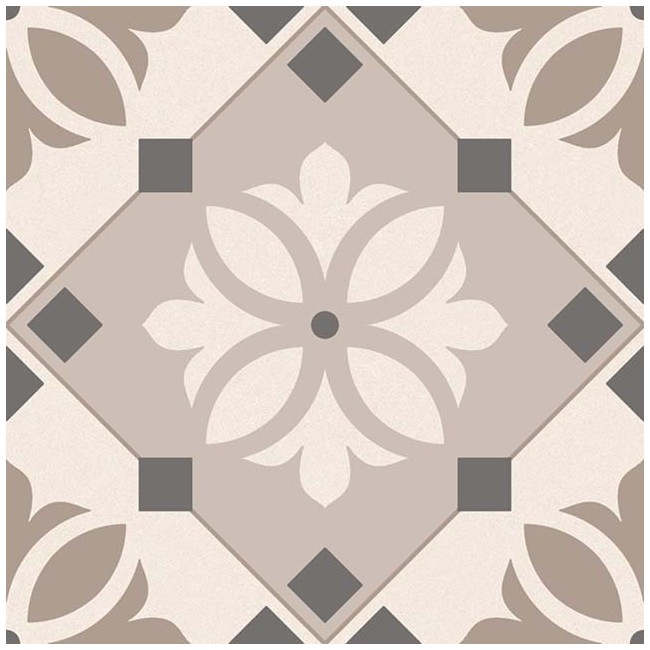 Garda Grey Hidra 22.5x22.5cm Square Matt Anti Slip Patterned Porcelain Wall & Floor Tile