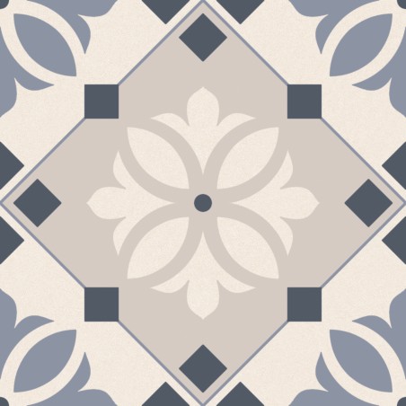 Garda Blue Hidra 22.5x22.5cm Square Matt Anti Slip Patterned Porcelain Wall & Floor Tile