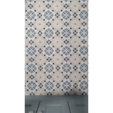 Garda Blue Hidra 22.5x22.5cm Square Matt Anti Slip Patterned Porcelain Wall & Floor Tile