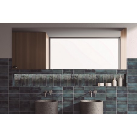 Amazonia Sapphire Blue 6.5x20cm Rectangular Gloss Ceramic Wall Tile
