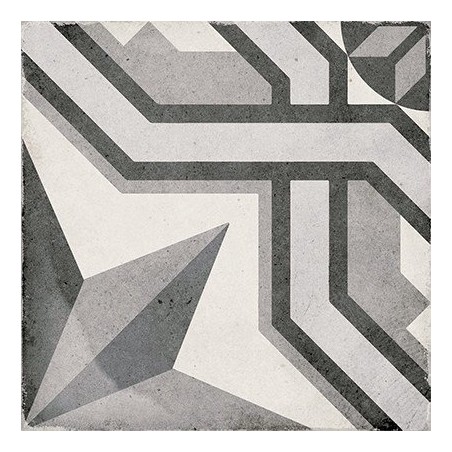 Art Nouveau Cinema Grey 20x20cm Square Patterned Matt Porcelain Wall & Floor Tile