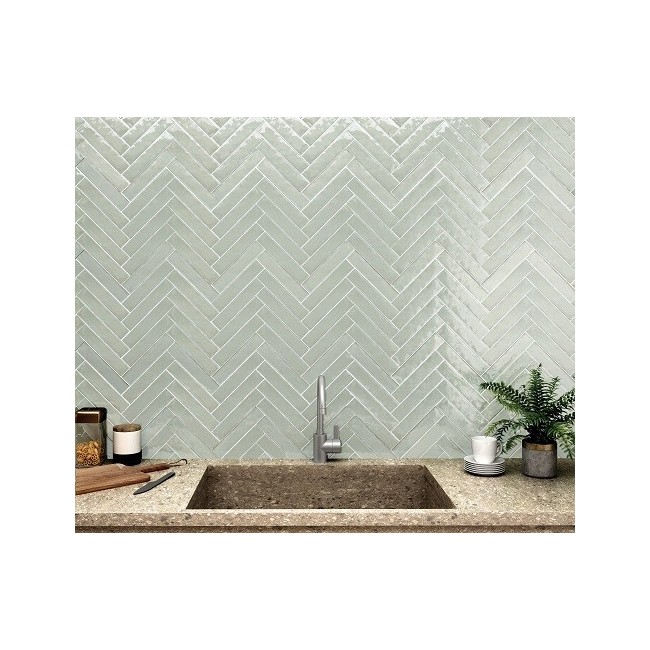 Dandy Fennel Green 5x25cm Rectangular Gloss Ceramic Wall Tile