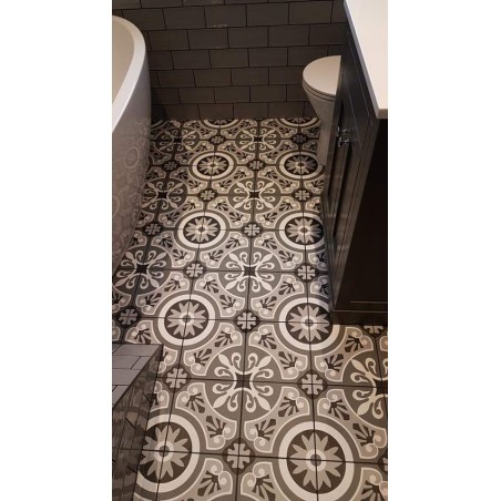 Brindisi Grey 22.5x22.5cm Square Matt Anti Slip Patterned Porcelain Wall & Floor Tile