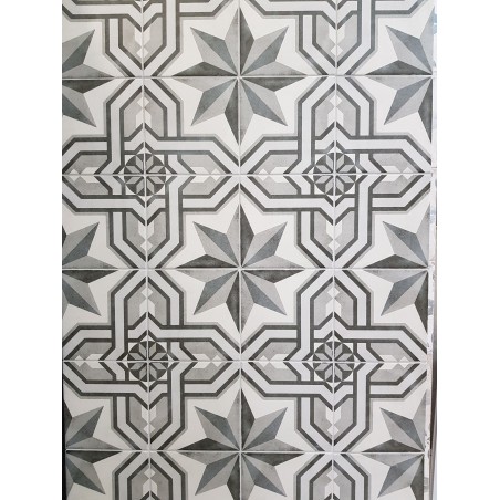 Art Nouveau Cinema Grey 20x20cm Square Patterned Matt Porcelain Wall & Floor Tile
