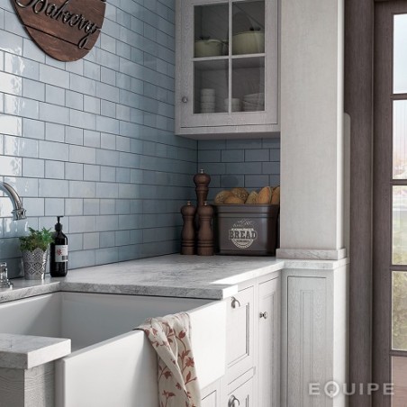 Equipe Village Blue Cloud 6.5x13.2cm Rectangular Gloss Ceramic Wall Tile