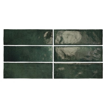 Equipe Artisan Moss Green 6.5x20cm Rectangular Gloss Ceramic Wall Tile