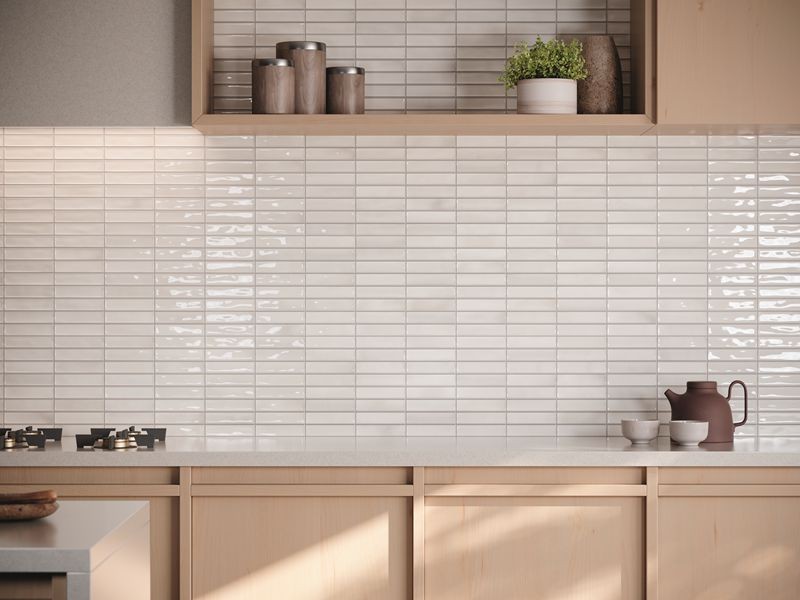 Alba White 15x30cm Gloss Rectangular Ceramic 'Kit Kat' Wall Tile